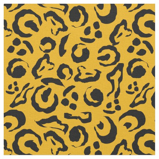 Leopard Skin Print Mustard Yellow Black Camouflage Fabric