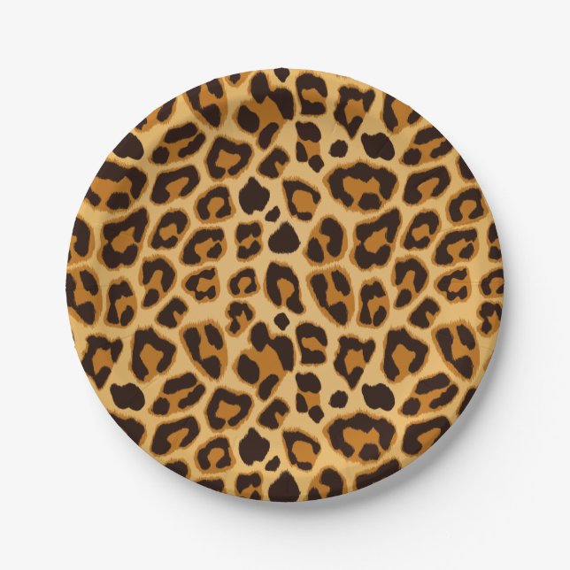 Leopard Skin Print Pattern Paper Plates (Front)