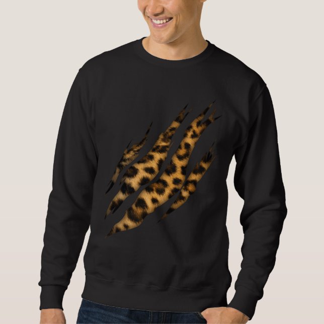 Leopard Skin Print Torn Claw Sweatshirt (Front)