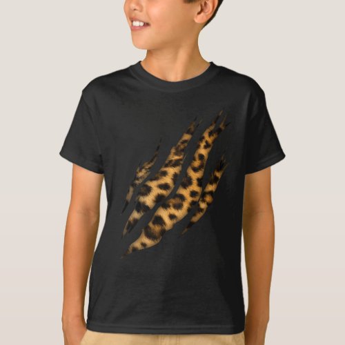 Leopard Skin Print Torn Claw T_Shirt