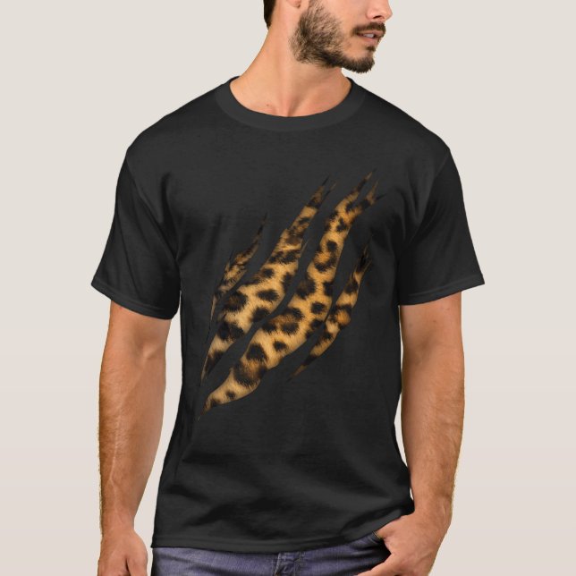 Leopard Skin Print Torn Claw T-Shirt (Front)