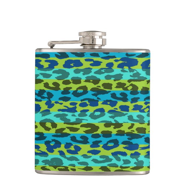 Leopard Skin Retro Pattern 4 Hip Flask (Front)