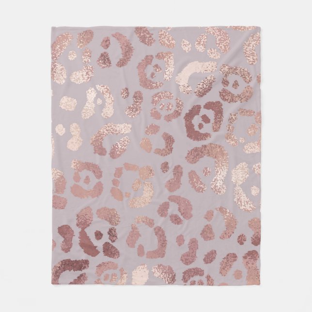 Leopard skin: rose gold elegance. fleece blanket (Front)
