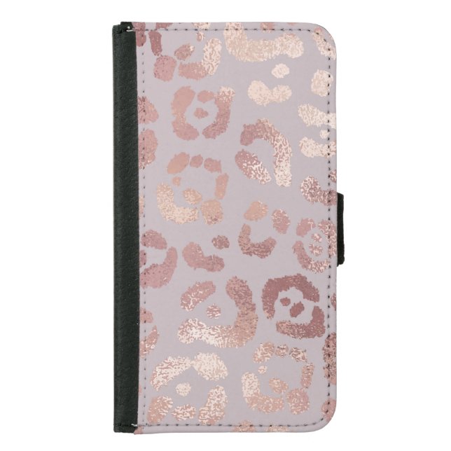Leopard skin: rose gold elegance. samsung galaxy wallet case (Front)