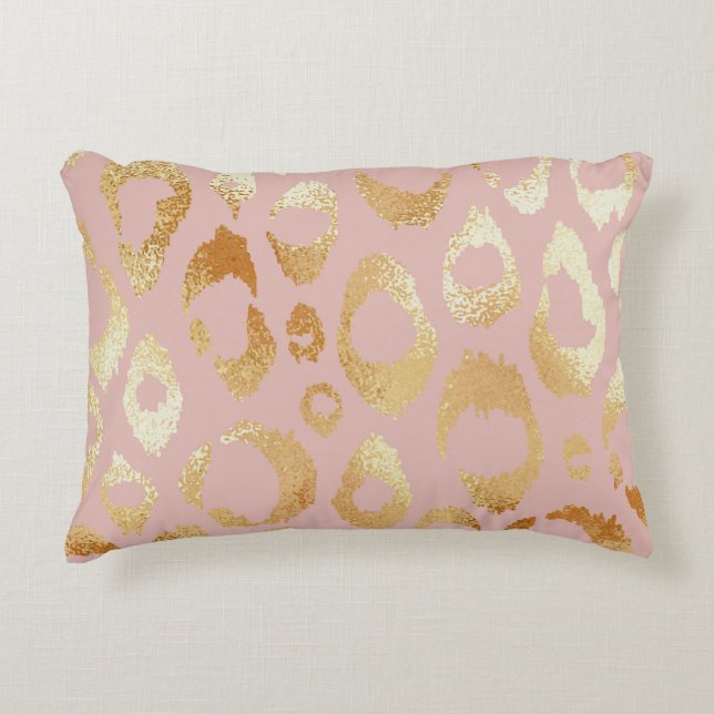 Leopard skin, rose gold texture accent pillow (Front)