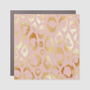 Leopard skin, rose gold texture car magnet