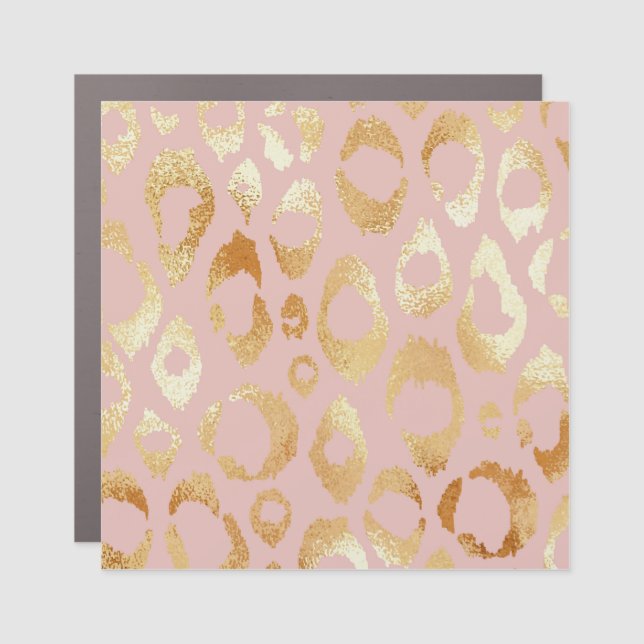 Leopard skin, rose gold texture car magnet (Front)