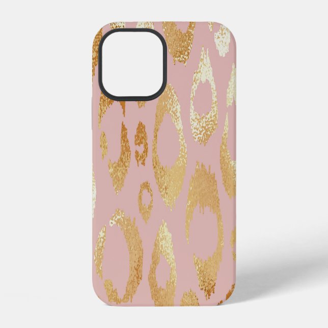 Leopard skin, rose gold texture iphone case (Back)