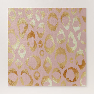 Leopard skin, rose gold texture jigsaw puzzle