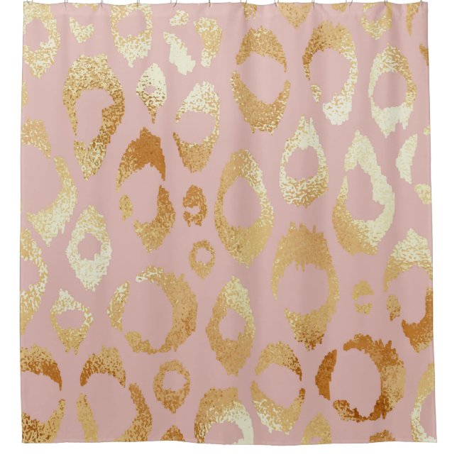Leopard skin, rose gold texture shower curtain (Front)