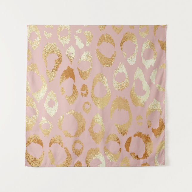 Leopard skin, rose gold texture tapestry (Front)