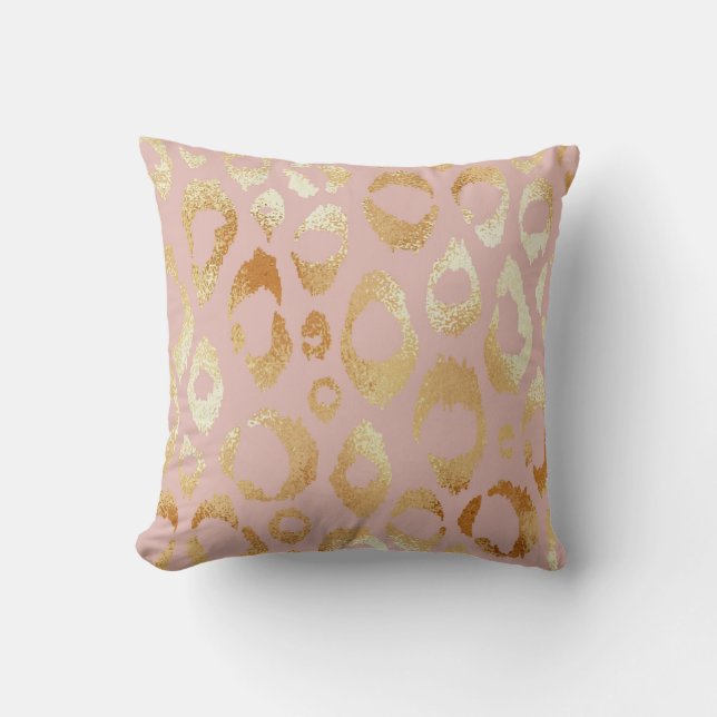 Leopard skin, rose gold texture throw pillow (Front)