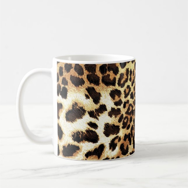 Leopard skin, seamless pattern design. coffee mug (Left)