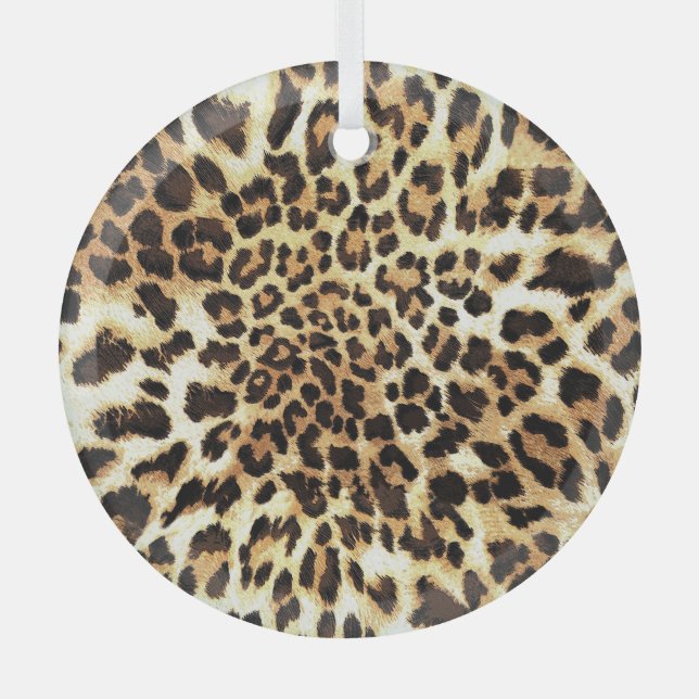 Leopard skin, seamless pattern design. glass ornament (Front)