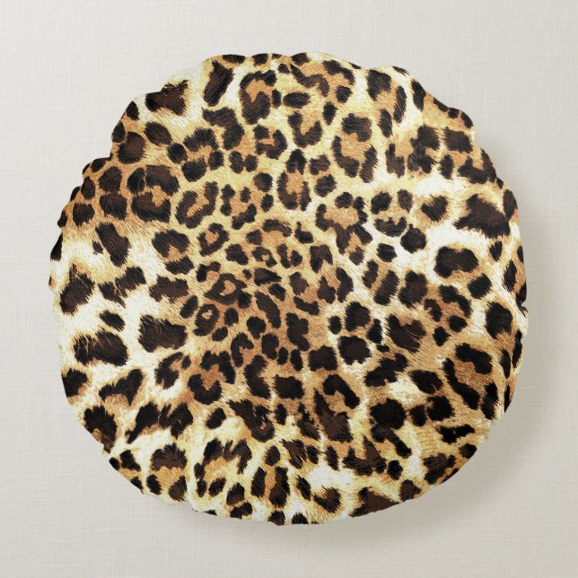 Leopard skin, seamless pattern design. round pillow (Front)