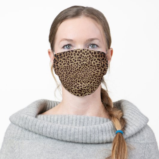 Leopard Skin Spots Dark Brown Adult Cloth Face Mask (Worn)