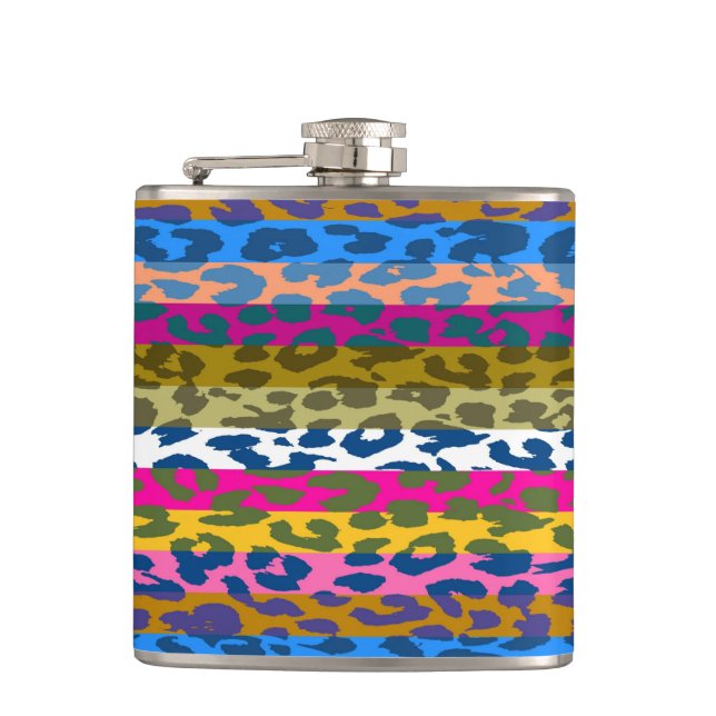 Leopard Skin Stripe Pattern Flask (Front)