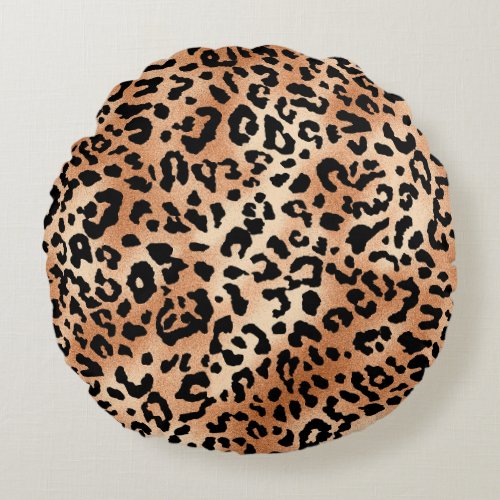 leopard skin Stylish blouse design with leopard s Round Pillow