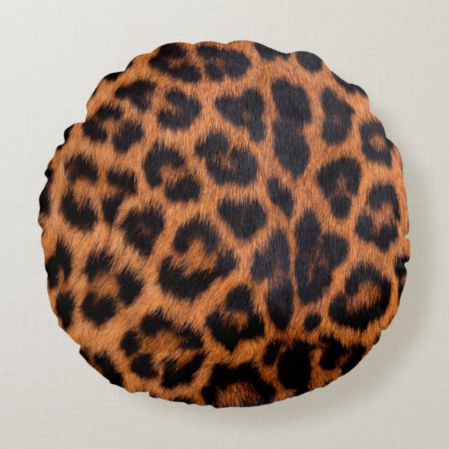 Leopard skin texture : Close-up leopard spot patte Round Pillow (Front)