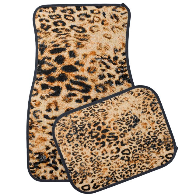 Leopard skin texture, leopard pattern car floor mat (Set)