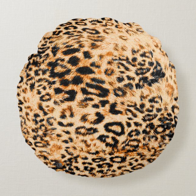 Leopard skin texture, leopard pattern round pillow (Front)