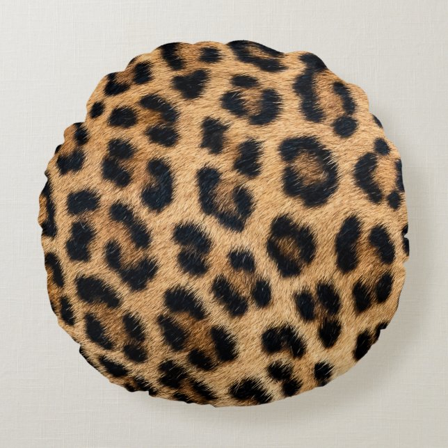 Leopard skin texture round pillow (Front)
