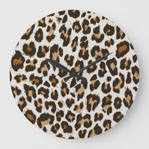 Leopard Skin Vintage Seamless Texture Large Clock