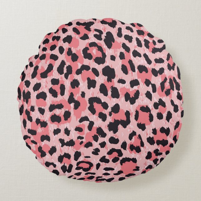 Leopard skin: vintage seamless texture round pillow (Front)