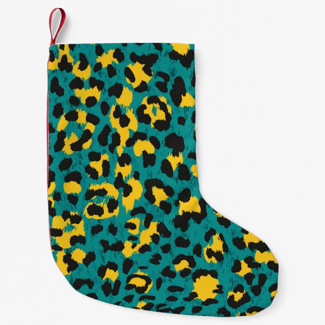 Leopard Skin: Vintage Texture Pattern Small Christmas Stocking (Front)