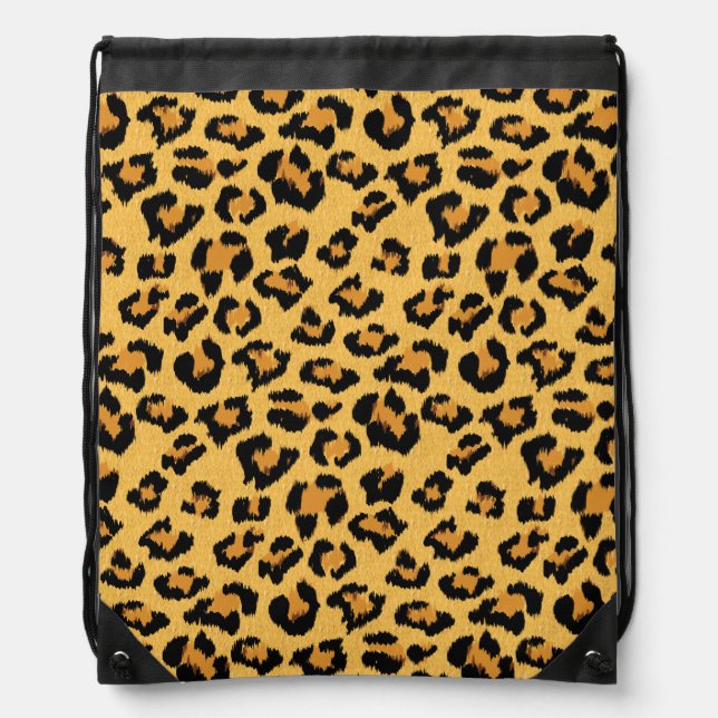Leopard Skin Wild Safari Animal Print Drawstring Bag (Front)