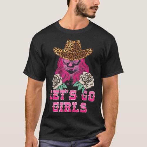 Leopard Skull Cowboy Hat Lets Go Girls Western am T_Shirt