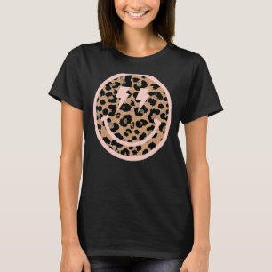 Leopard Smile Face Lightning Bolt Eyes Happy Face T-Shirt
