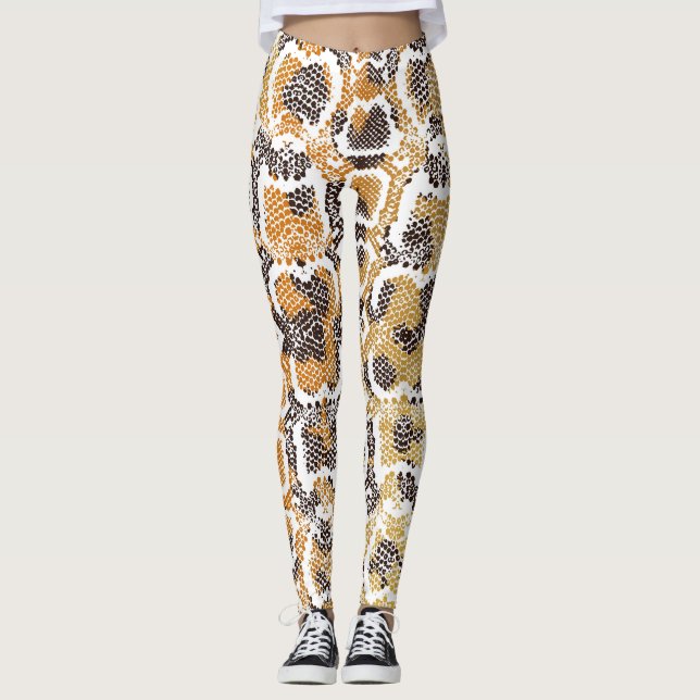 Leopard Snake Animal Print Texture Leggings (Front)