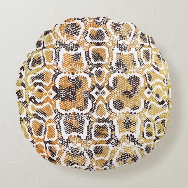 Leopard Snake Animal Print Texture Round Pillow (Front)