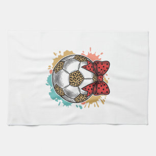 Leopard Soccer Bow Vintage Engraving Shirt Design_ Kitchen Towel