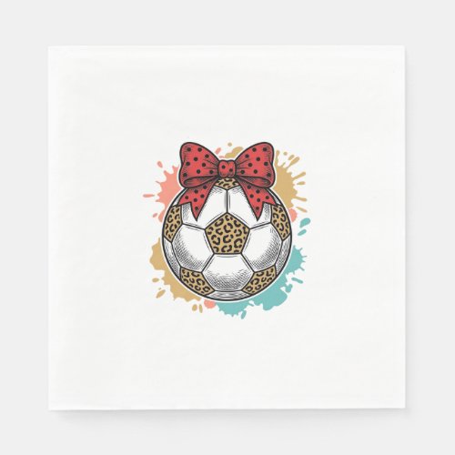 Leopard Soccer Bow Vintage Engraving Shirt Design_ Napkins
