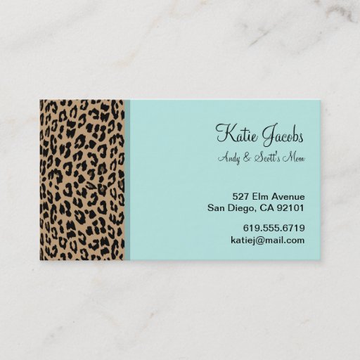 Customizable Leopard Social Calling Cards Business Card Template