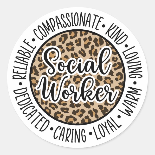 Leopard Social Worker, Social Work Gift Classic Round Sticker (Front)