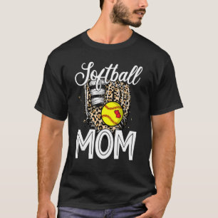 Leopard Softball Glove Softball Mom Happy Mother's T-Shirt