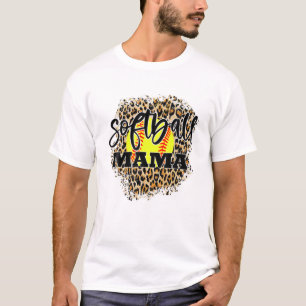 Leopard Softball Mom Funny Softball Mama Mother's T-Shirt