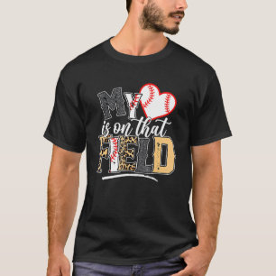 Leopard Softball Mom My Heart Is On That Field Bas T-Shirt