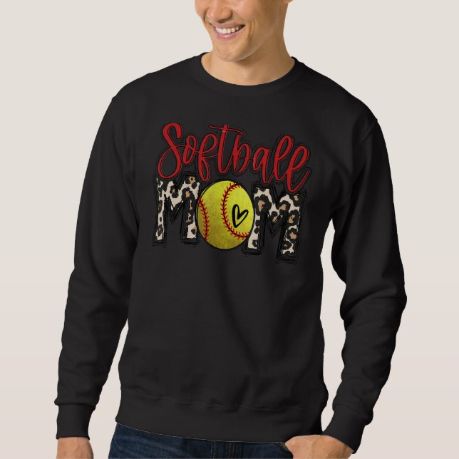 Leopard Softball Mom Softball Game Day Vibes Mothe Sweatshirt (Front)