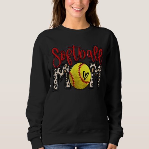 Leopard Softball Mom Softball Game Day Vibes Mothe Sweatshirt