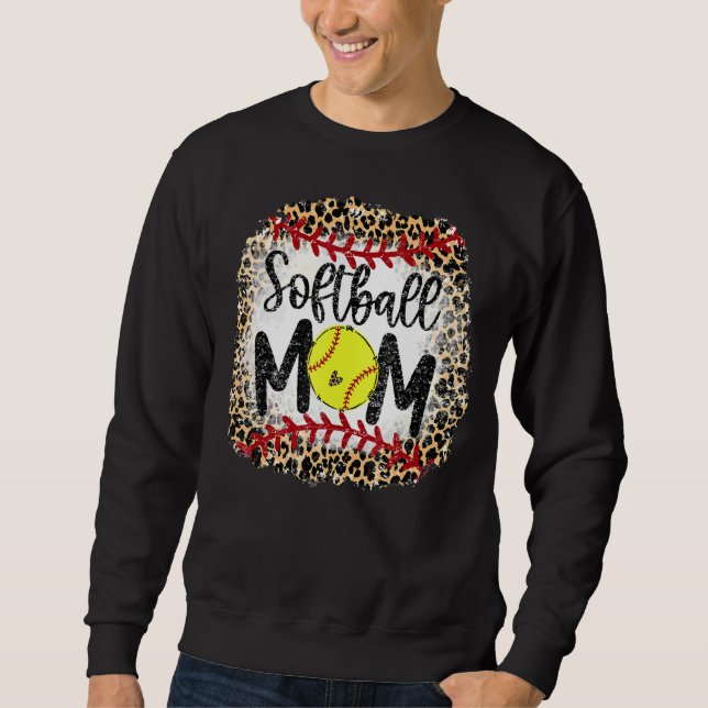 Leopard Softball Mom Softball Game Day Vibes Mothe Sweatshirt (Front)