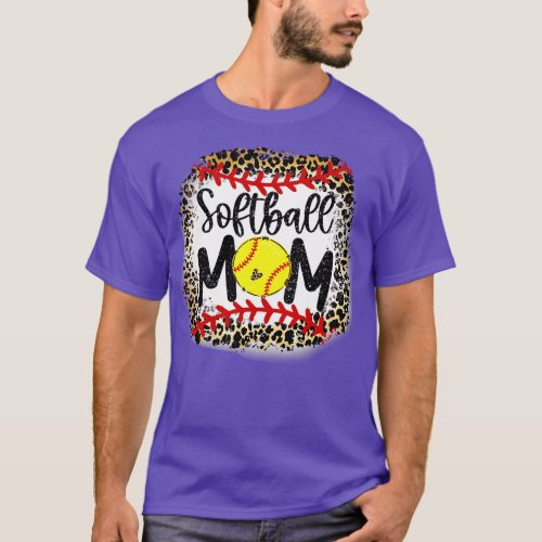 Leopard Softball Mom Softball Mom Softball T_Shirt