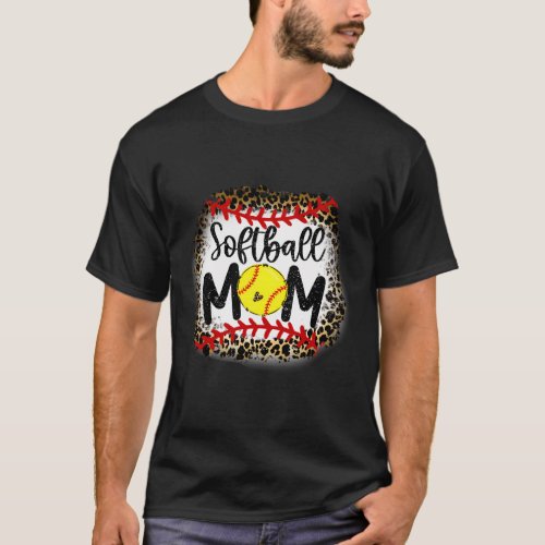 Leopard Softball Mom Softball Mom T_Shirt