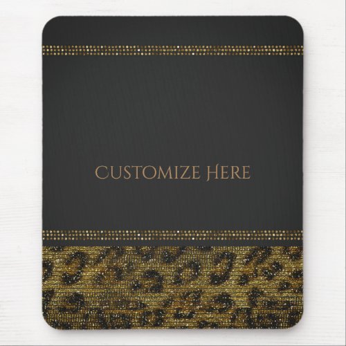 Leopard Sparkle Sequins Glam Chic Modern Bling Mouse Pad