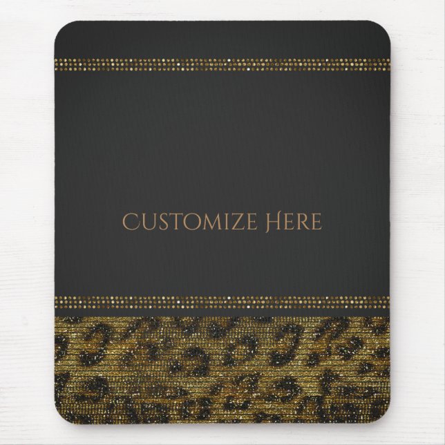 Leopard Sparkle Sequins Glam Chic Modern Bling Mouse Pad (Front)