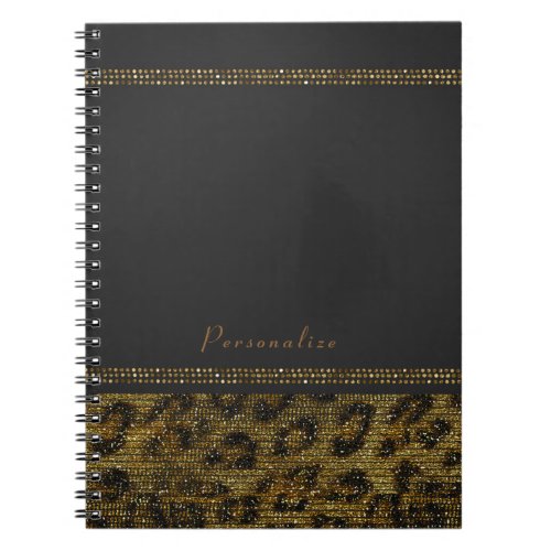 Leopard Sparkle Sequins Glam Chic Modern Cheetah Notebook