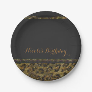 Leopard Sparkle Sequins Glam Chic Modern Party Paper Plates